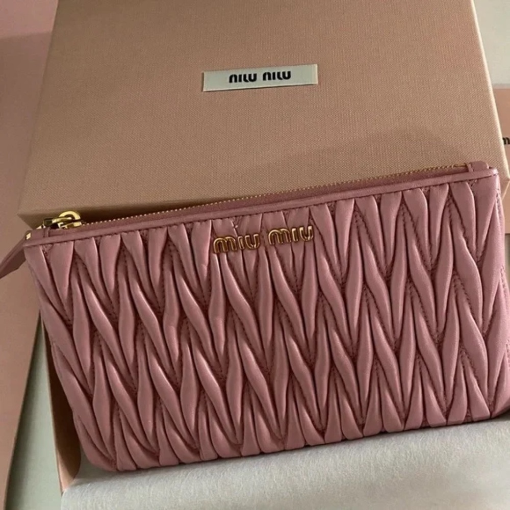 Miu Miu Pink Matelasse Pouch, New!